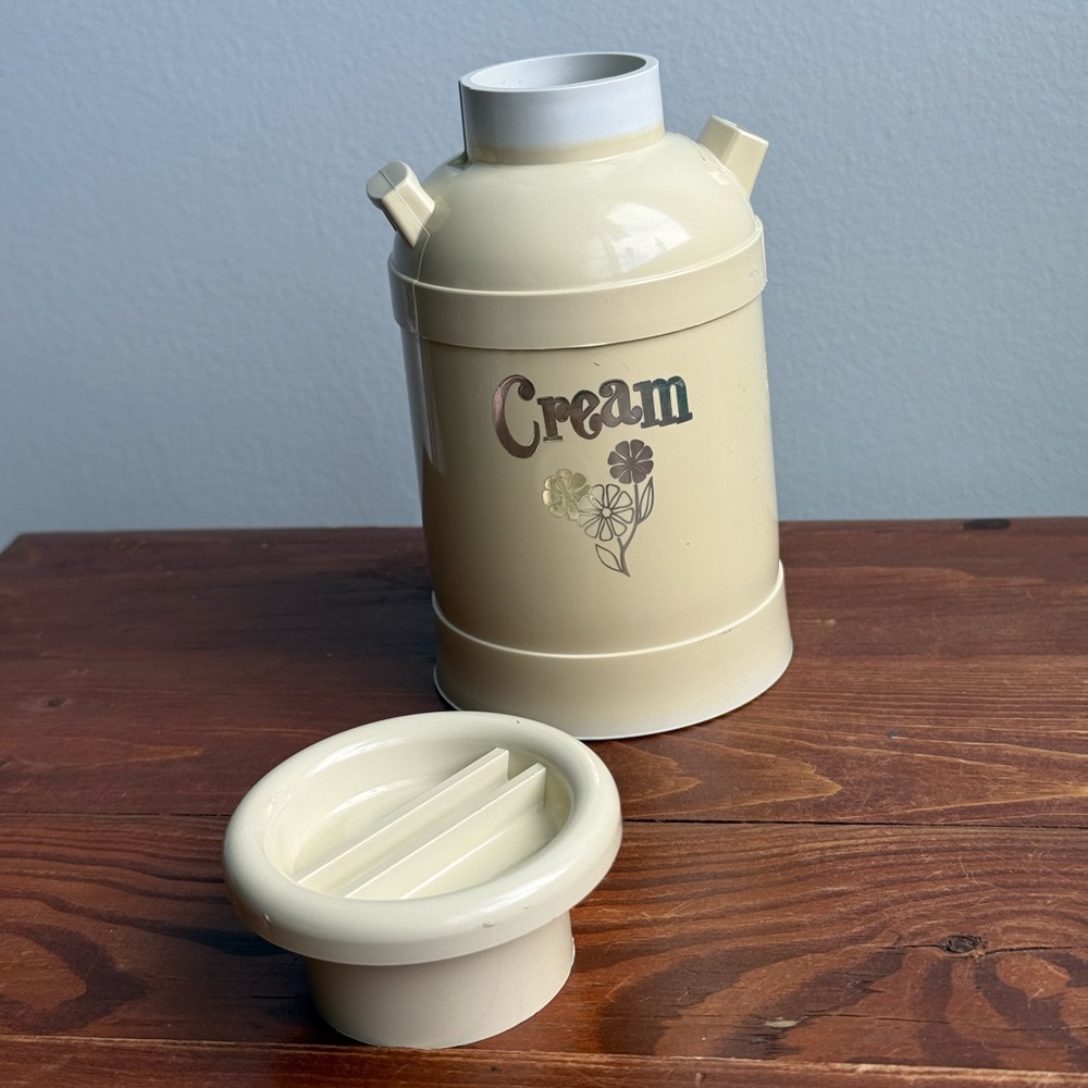Vintage Plastic Cream Cruet Can Serving Pour Canister Dispenser MCM Kitchen